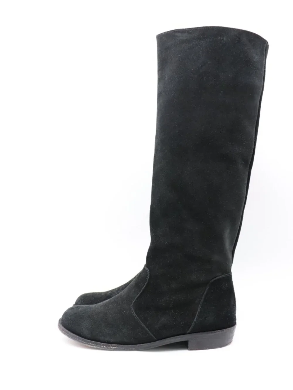 ANOUK Black Suede Leather Women’s Size 9 Knee Tall Side Zip Low Heel Boots